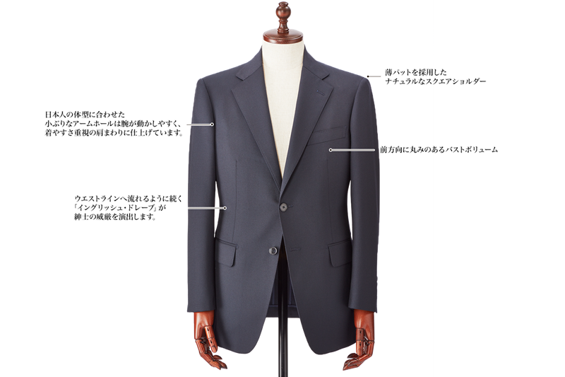 銀座山形屋のスーツスタイル Savile Row Drape Model（サビルロウ・ドレープ）