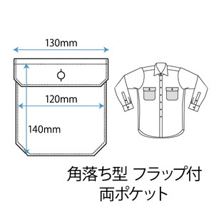 軽井沢シャツ ポケットの種類 角落ち型フラップ付両ポケット