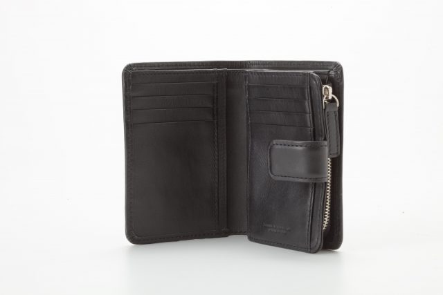 ミディアム二つ折り財布 ブラック オープン Business Leather Factory（ビジネスレザーファクトリー）