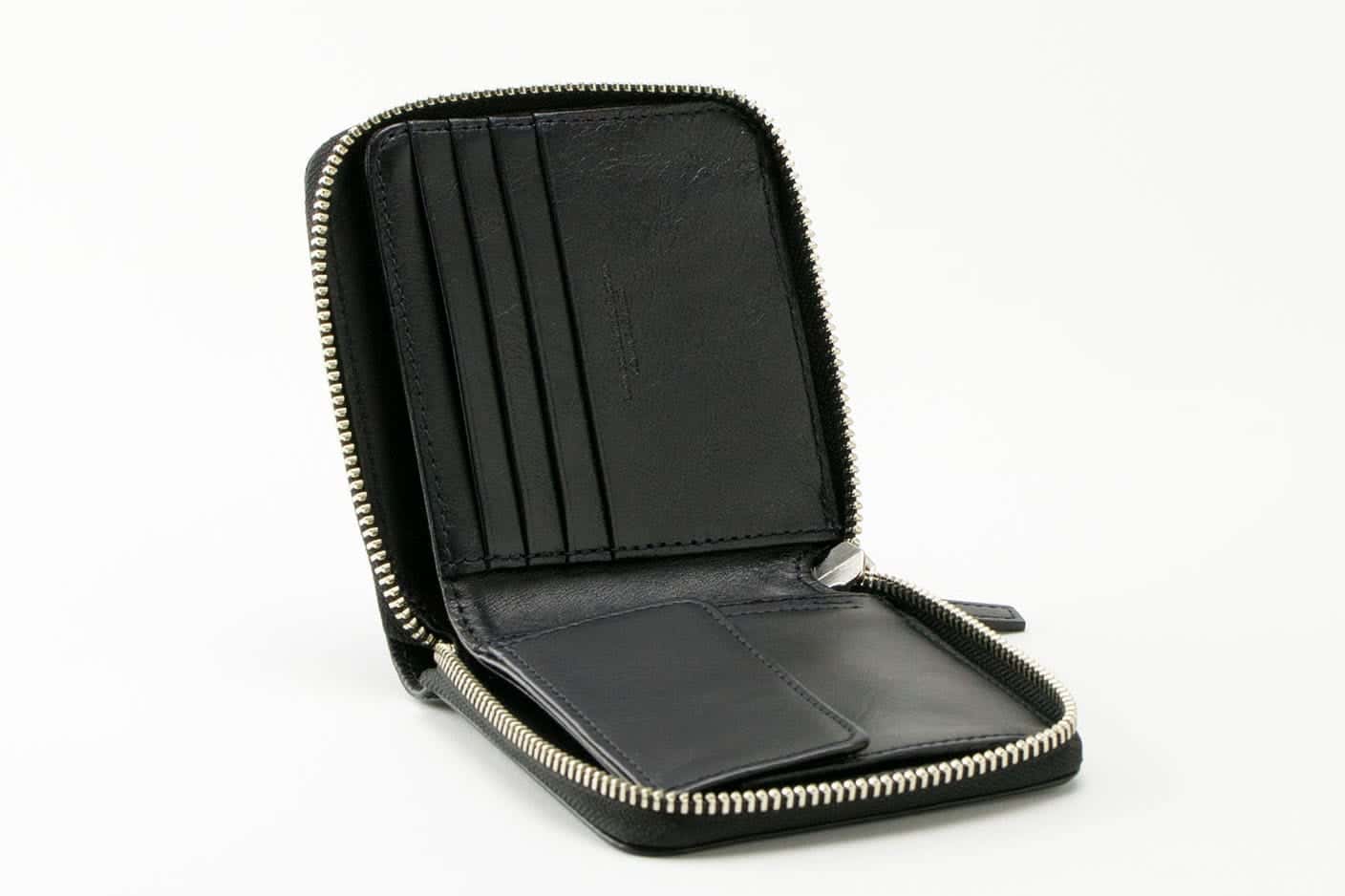 ラウンド二つ折り財布 ブラック オープン Business Leather Factory（ビジネスレザーファクトリー）