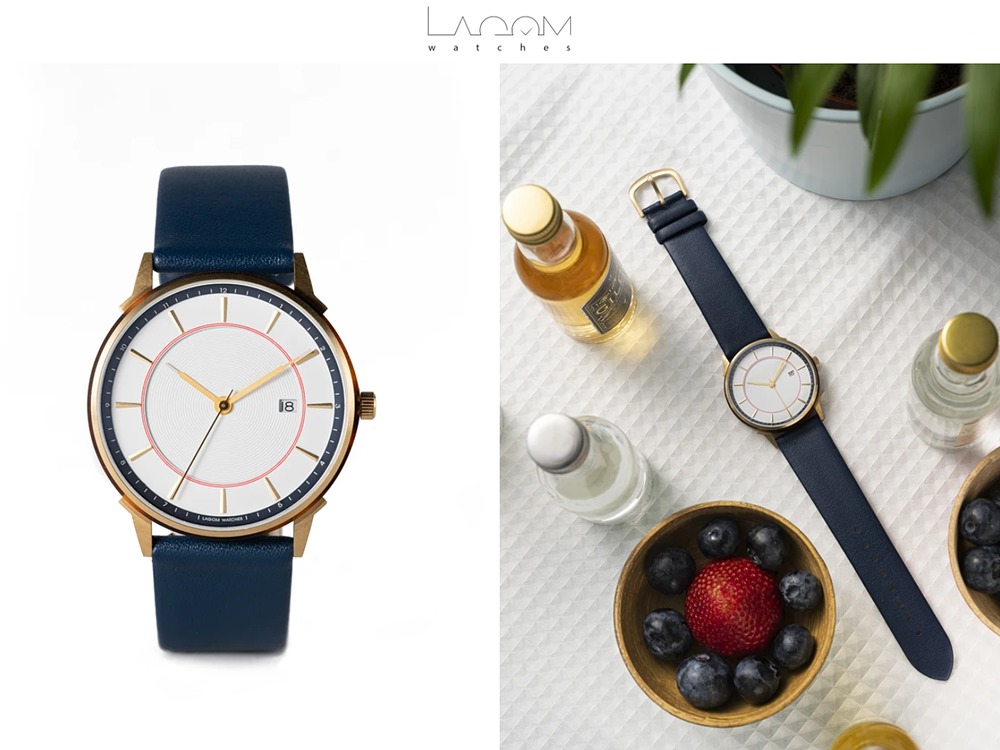 Lagom Watches ラーゴムウォッチ BORJA（LIMITED EDITION）2020年夏至限定版 LW060 ゴールドホワイト＿レッドネイビー