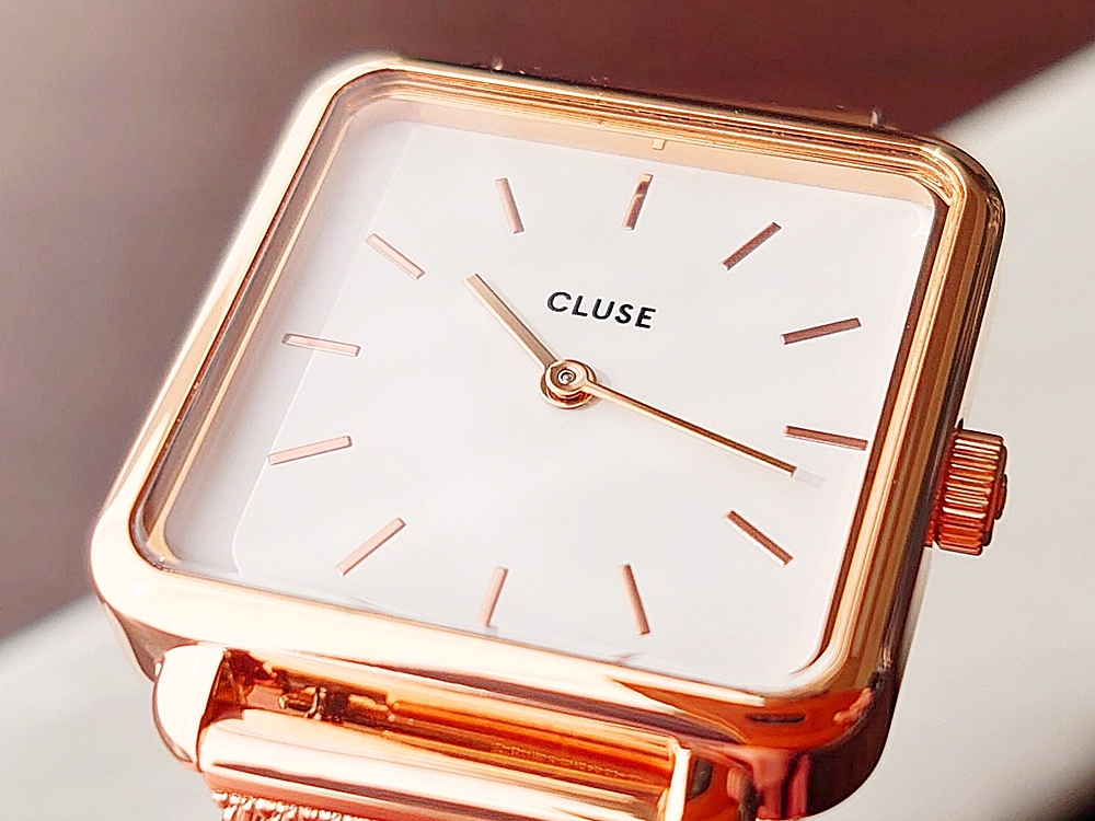 CLUSE クルース 腕時計 ラ・テトラゴン ローズゴールド ステンレスメッシュ ストラップ ベルト 文字盤 ホワイトダイヤル