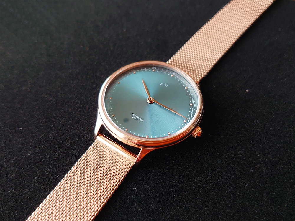 About Vintage（アバウトヴィンテージ）1969 PETITE ROSE GOLD BLUE SUNRAY ローズゴールメッシュ デザイン