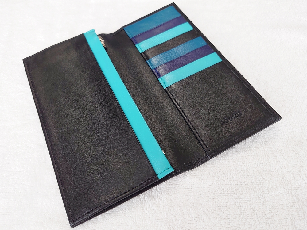スリム長財布（カード収納13段）ブラック レビュー JOGGO（ジョッゴ）内側 ポケットカラー