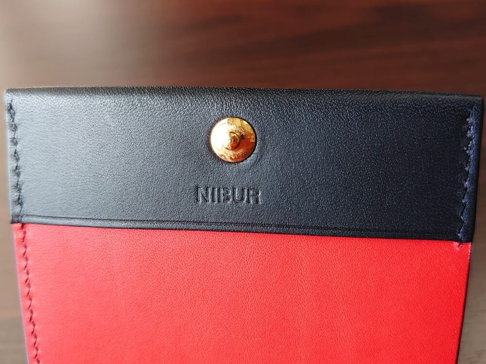 リスシオ ショート財布「Black x Red」NIBUR（ニブール）Mens Leather Store（メンズレザーストア）イタリア プリムボタン 金メッキ 2