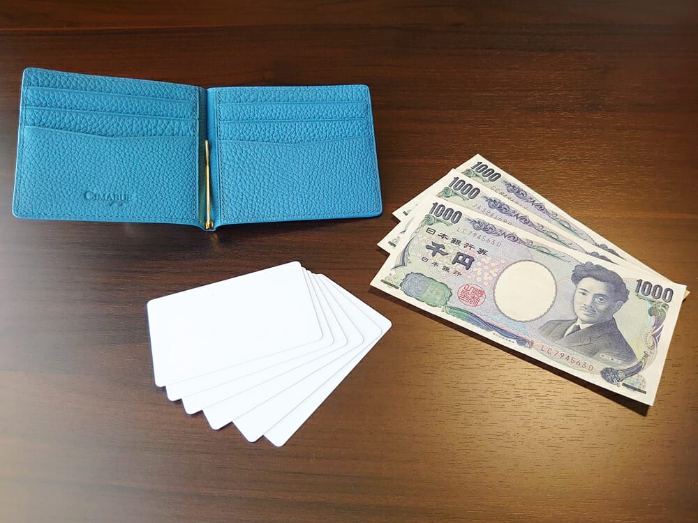 シュランケンカーフ マネークリップ（Blue）CIMABUE（チマブエ）Mens Leather Store（メンズレザーストア）紙幣とカード