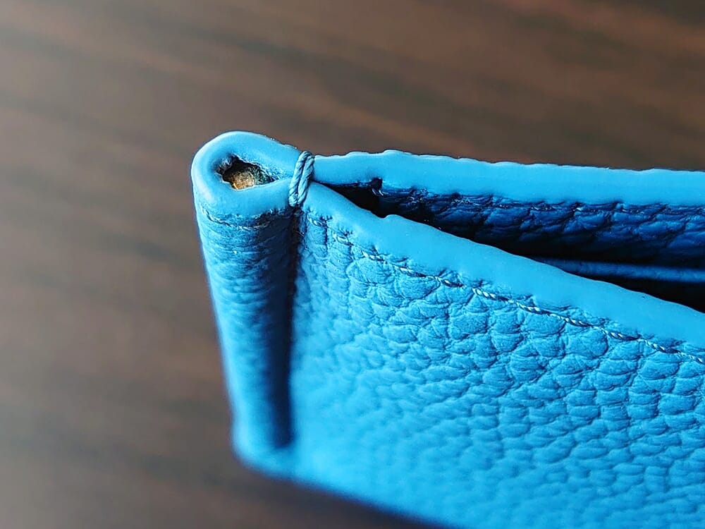 シュランケンカーフ マネークリップ（Blue）CIMABUE（チマブエ）Mens Leather Store（メンズレザーストア）コバの仕上がり クリップ部分