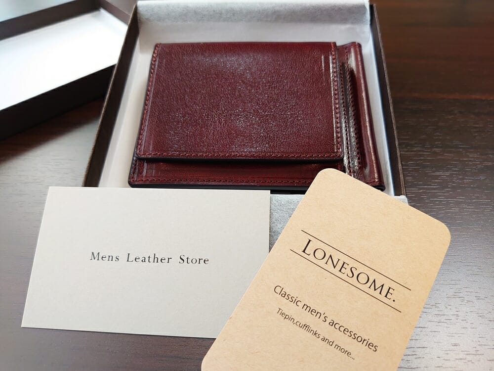 手揉みレザー マネークリップ コインケース付き LONESOME（ロンサム）Mens Leather Store（メンズレザーストア）パッケージング 開封 レザーの質感