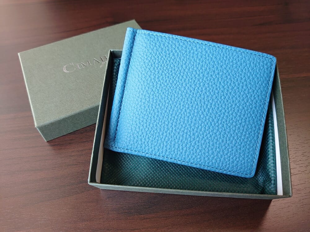 シュランケンカーフ マネークリップ（Blue）CIMABUE（チマブエ）Mens Leather Store（メンズレザーストア）パッケージング　財布 外装