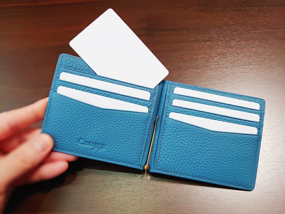 シュランケンカーフ マネークリップ（Blue）CIMABUE（チマブエ）Mens Leather Store（メンズレザーストア）カードポケットの使用感
