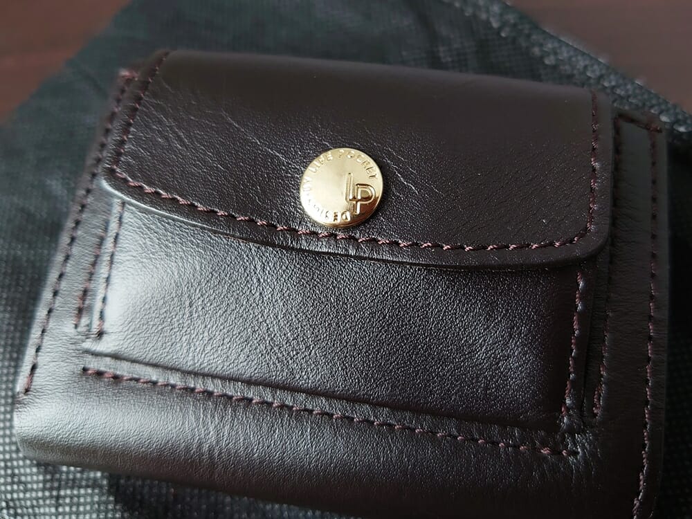 LIFE POCKET（ライフポケット）MiniWallet3 ミニウォレット3 espresso エスプレッソ ロゴ入り ゴールドホック