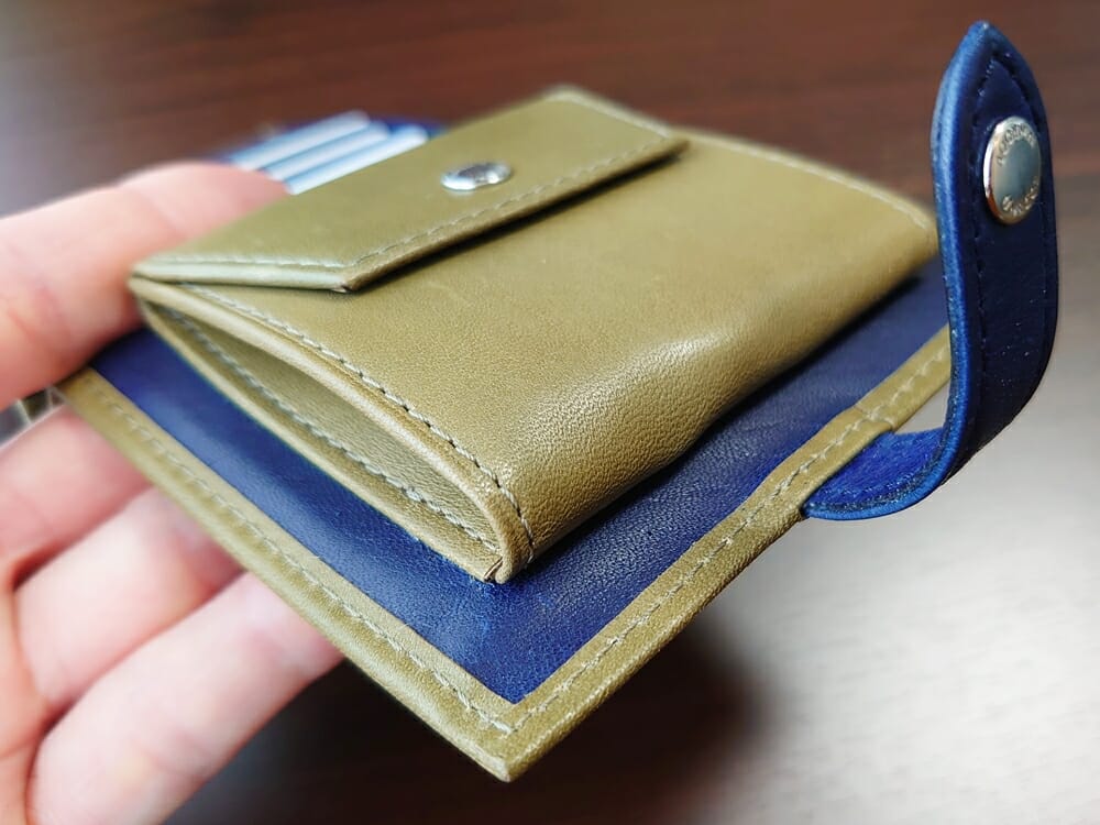 JOGGO（ジョッゴ）ENISHI 2つ折り財布 姫路レザー（グリーン、ブルー）小銭入れ 厚み
