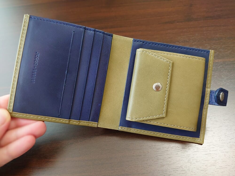 JOGGO（ジョッゴ）ENISHI 2つ折り財布 姫路レザー（グリーン、ブルー）内装 見開き デザイン カラー