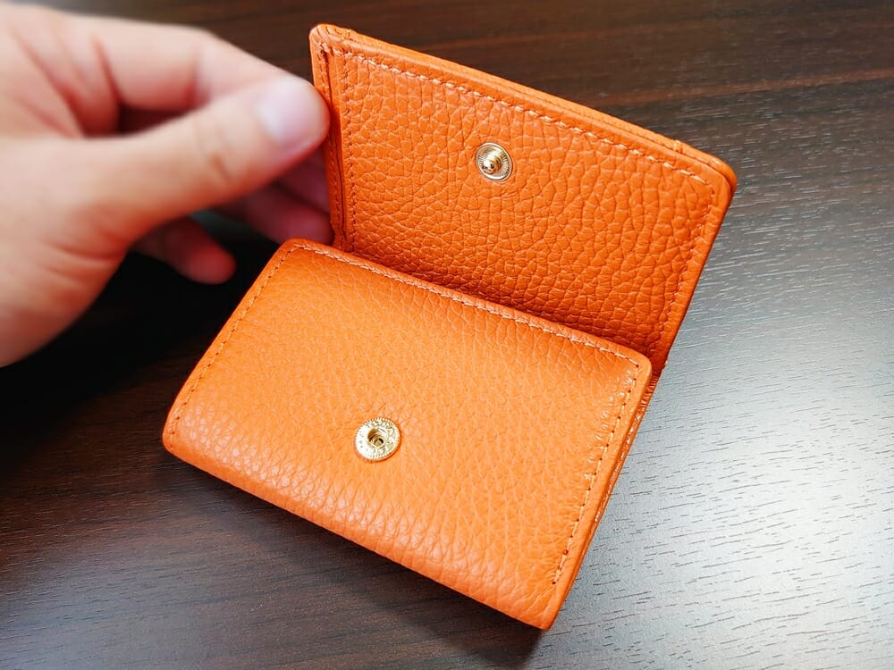 三つ折り財布 ST-909 イタリア製シュリンクレザー スキミング防止機能付 ミニ財布（オレンジ）MURA（ムラ）見開き1