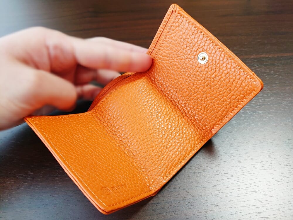 三つ折り財布 ST-909 イタリア製シュリンクレザー スキミング防止機能付 ミニ財布（オレンジ）MURA（ムラ）見開き2