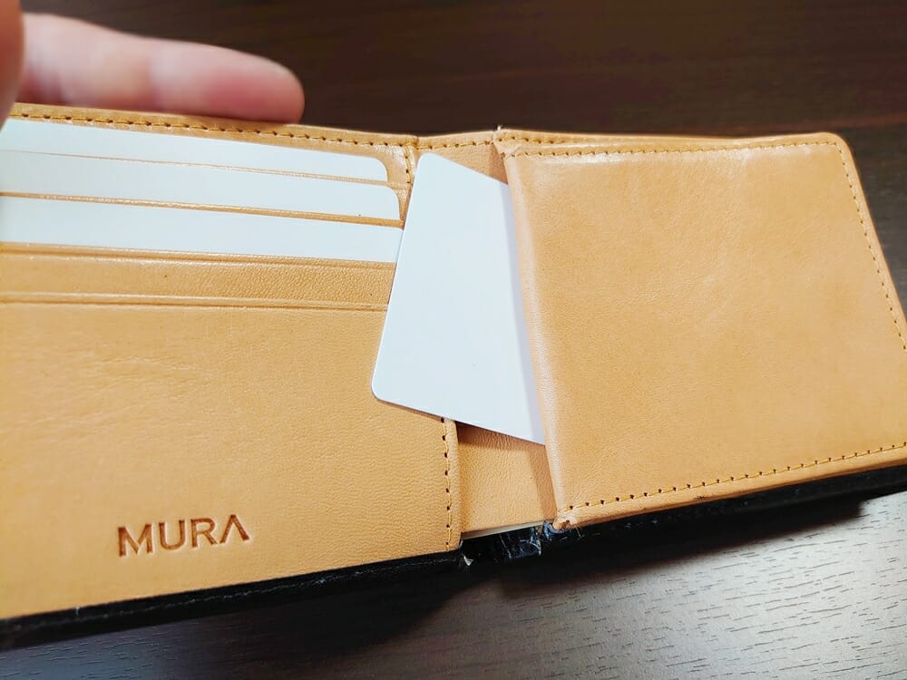 二つ折り財布 st-819 イタリアンレザー（フルグレイン）スキミング防止機能付 MURA（ムラ）隠しポケット 使い心地