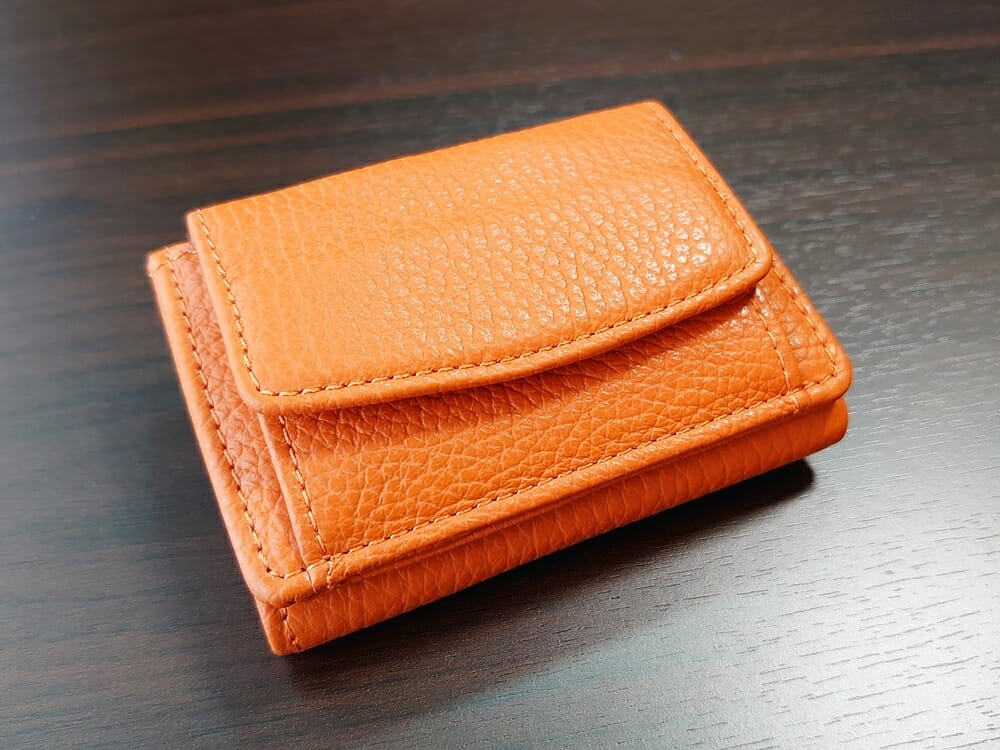 三つ折り財布 ST-909 イタリア製シュリンクレザー スキミング防止機能付 ミニ財布（オレンジ）MURA（ムラ）財布デザイン