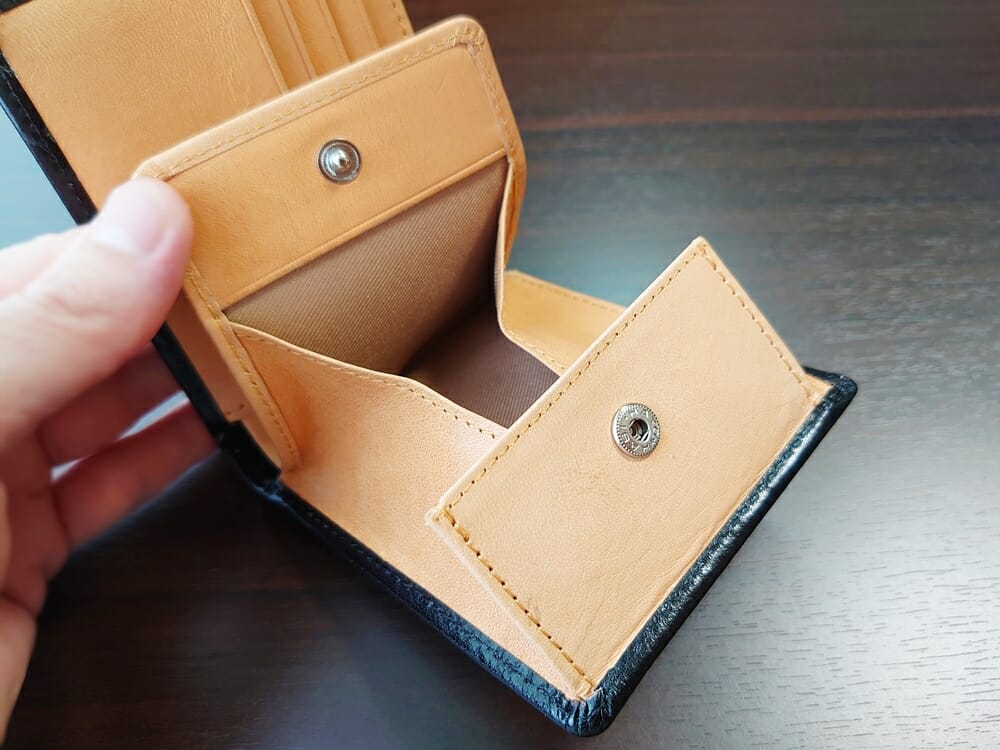二つ折り財布 st-819 イタリアンレザー（フルグレイン）スキミング防止機能付 MURA（ムラ）見開き ボックス型 小銭入れ マチ