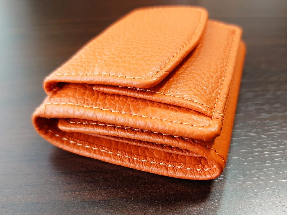 三つ折り財布 ST-909 イタリア製シュリンクレザー スキミング防止機能付 ミニ財布（オレンジ）MURA（ムラ）財布デザイン4