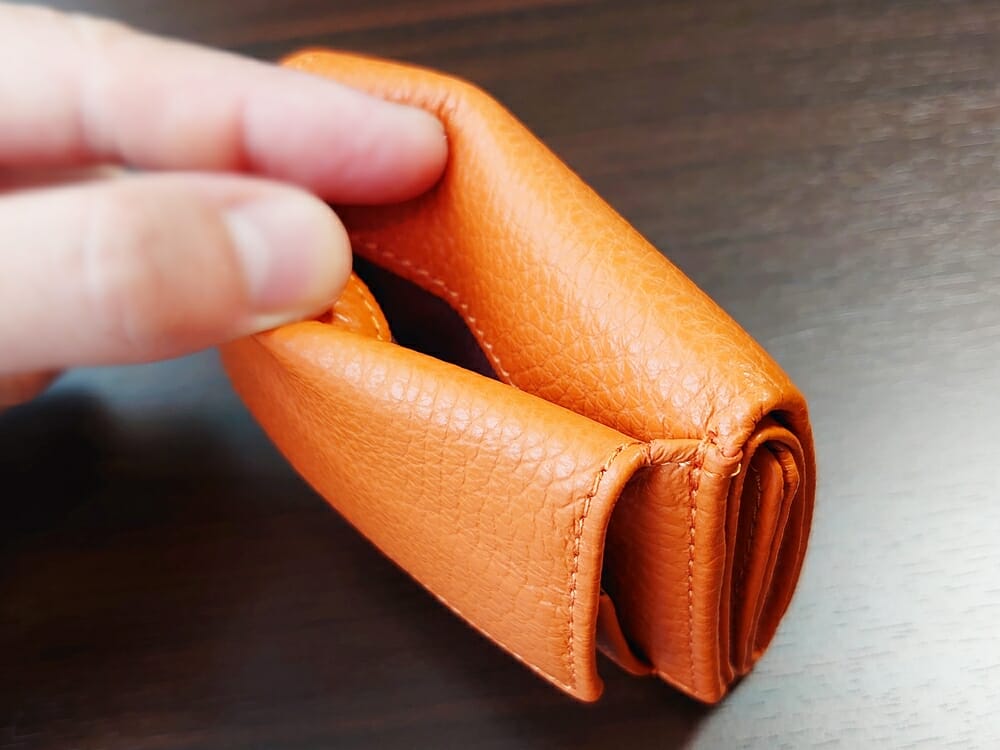 三つ折り財布 ST-909 イタリア製シュリンクレザー スキミング防止機能付 ミニ財布（オレンジ）MURA（ムラ）アウトポケット