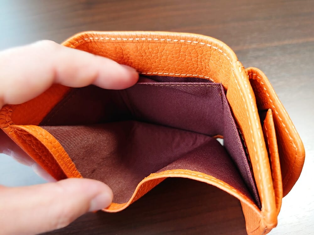 三つ折り財布 ST-909 イタリア製シュリンクレザー スキミング防止機能付 ミニ財布（オレンジ）MURA（ムラ）カードポケット