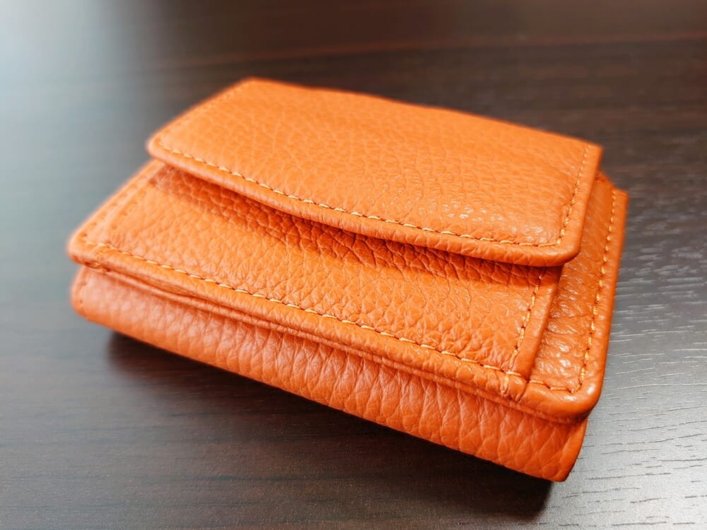 三つ折り財布 ST-909 イタリア製シュリンクレザー スキミング防止機能付 ミニ財布（オレンジ）MURA（ムラ）財布デザイン3