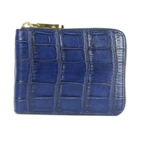 藍染めクロコ ラウンドファスナー二つ折財布 CIMABUE（チマブエ）