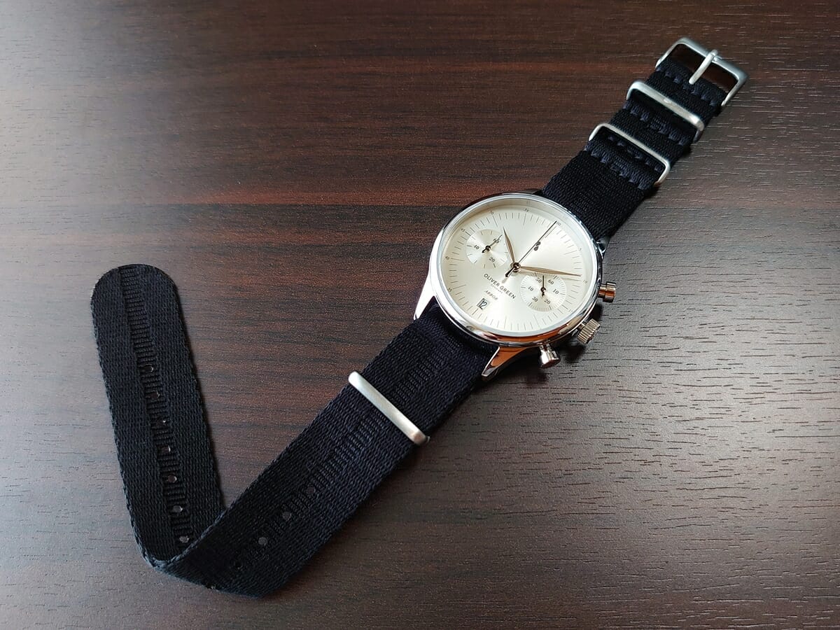Oliver Green オリバーグリーン 腕時計 ARBOR（アーバー）41mm クロノグラフ NATO ベルト ブラック