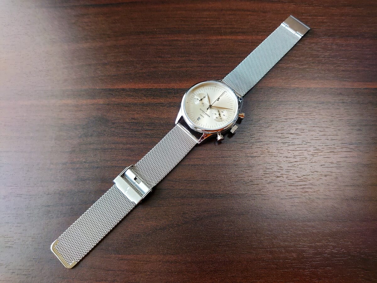 Oliver Green オリバーグリーン 腕時計 ARBOR（アーバー）41mm クロノグラフ ステンレスメッシュ ベルト シルバー