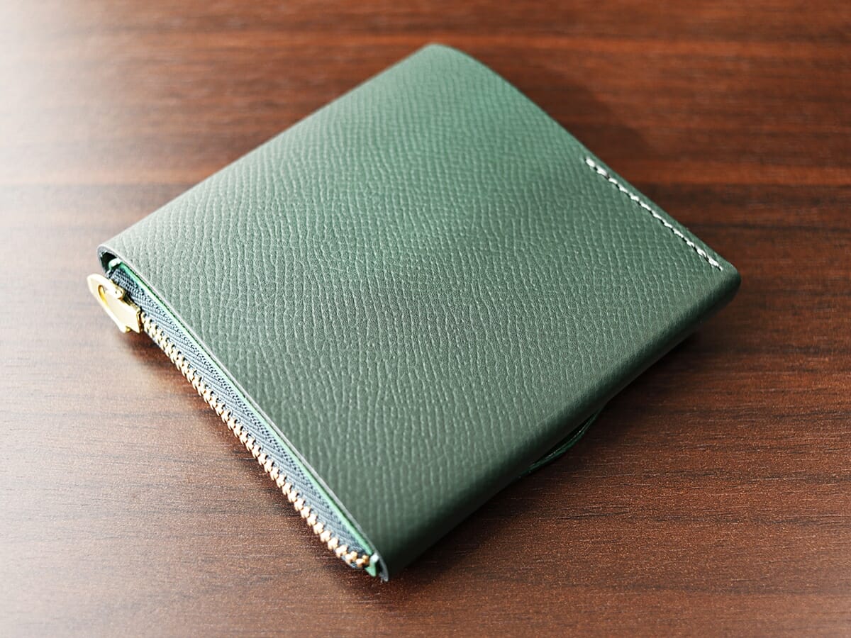 小さく薄い財布Saku ver.2 ノブレッサカーフ グリーン noblessacalf-green moku（モク）デザイン ケース2