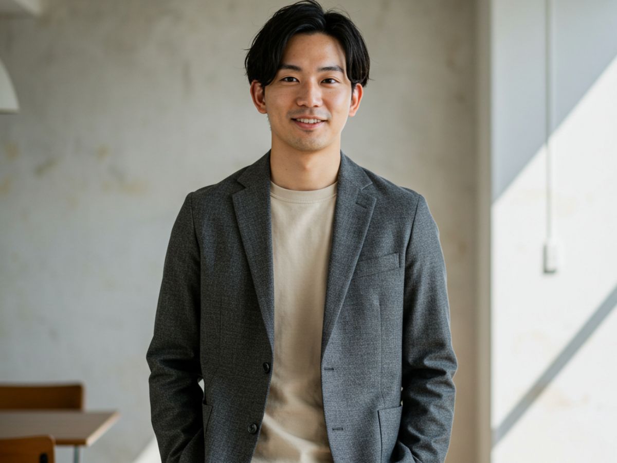 カジュアルなセットアップスーツを着用した男性