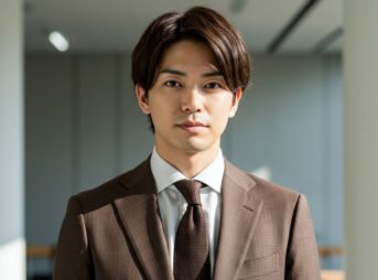 ブラウンスーツを着用した男性