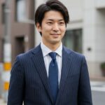 ストライプ柄スーツを着用した男性