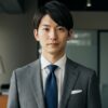 グレーチェック ビジネススーツ 男性