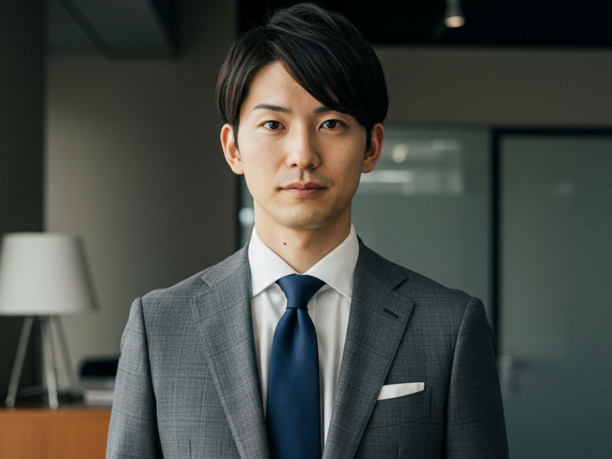 グレーチェック ビジネススーツ 男性