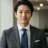 グレンチェック ビジネススーツ 男性