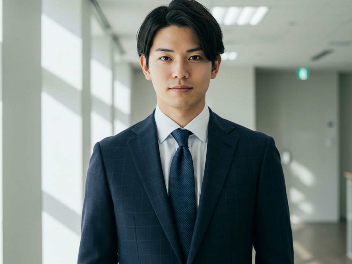 ウィンドウペンのビジネススーツを着用した男性