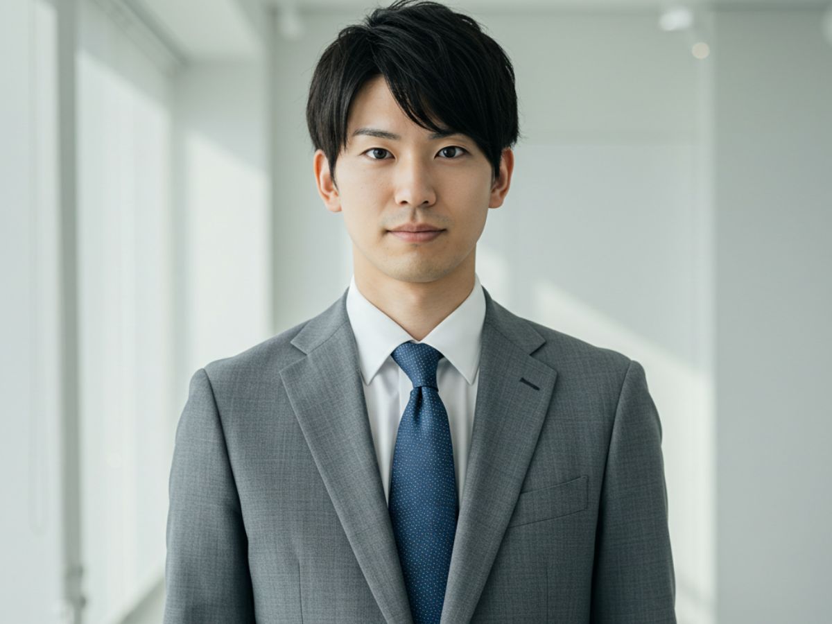 ミディアムグレー ビジネススーツ 男性