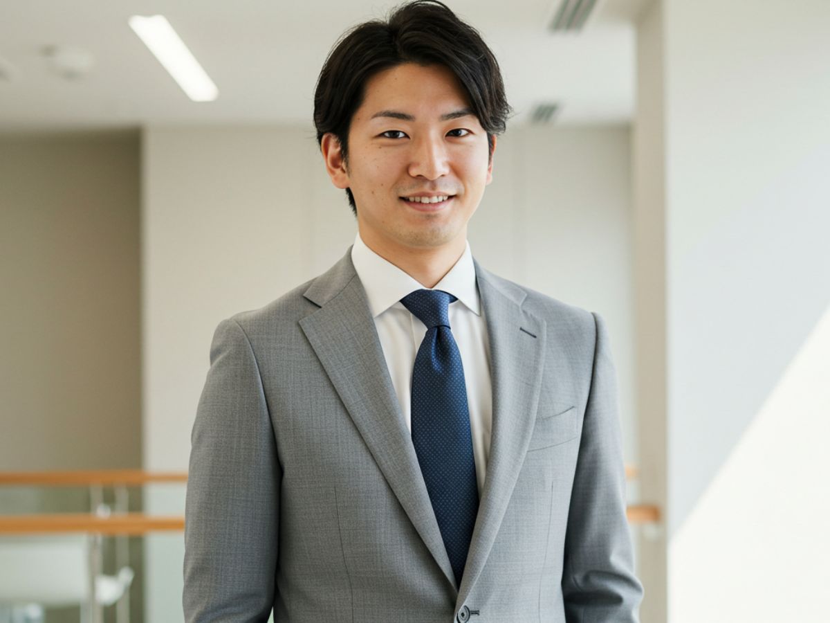 ライトグレー ビジネススーツ 男性