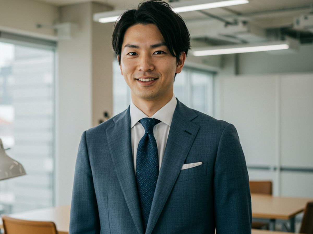 ブルーグレー ビジネススーツ 男性