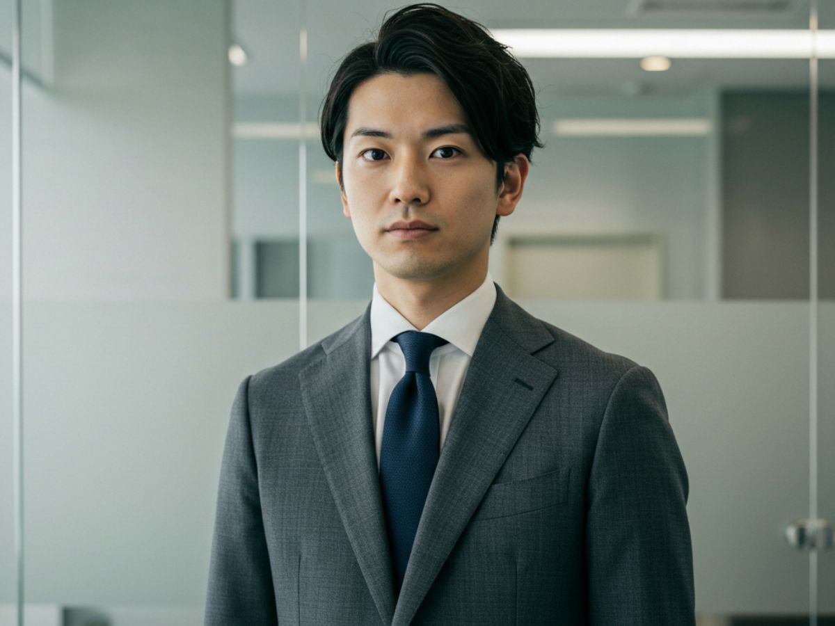 ダークグレー ビジネススーツ 男性