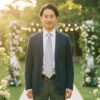 結婚式 カジュアルなジャケパンスタイルの男性