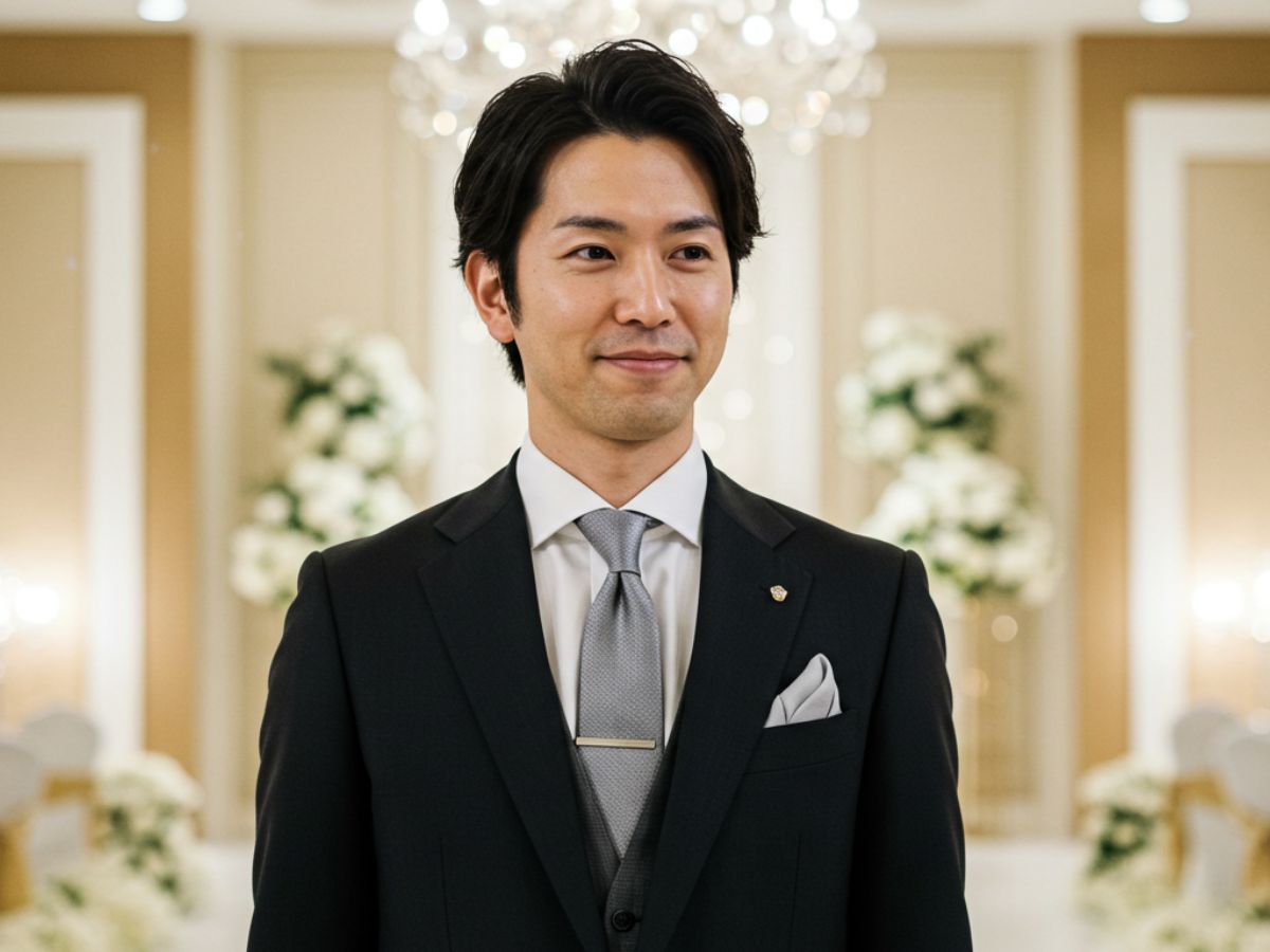 結婚式 ブラックスーツ 男性