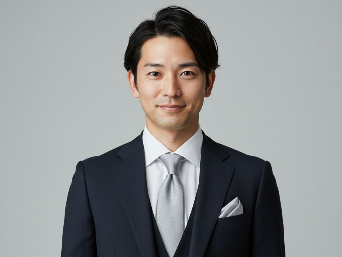 結婚式 ダークネイビースーツ おしゃれ着こなし 男性